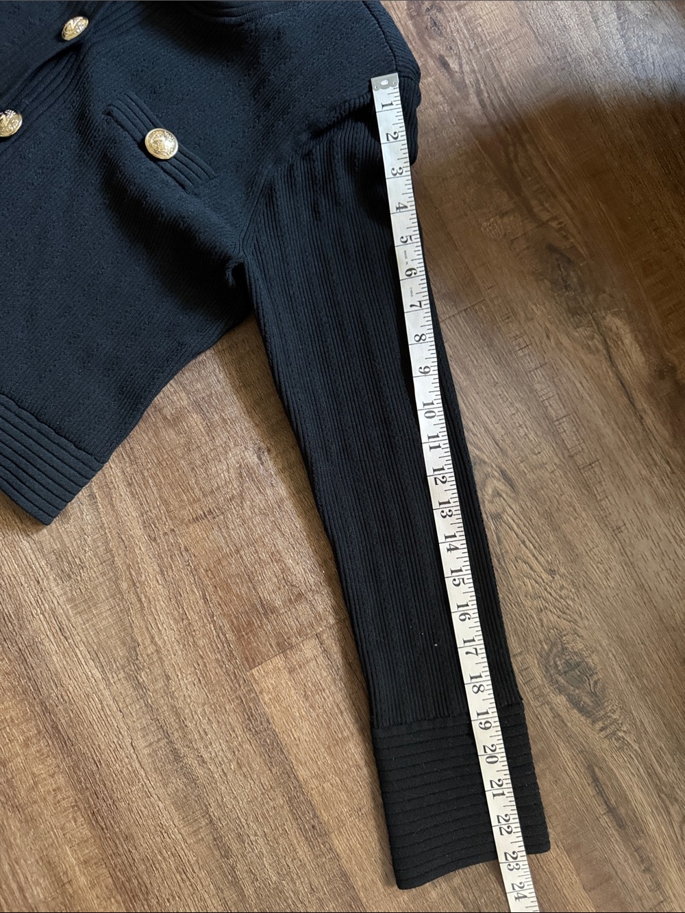 Express Novelty Button Ribbed Cardigan Black Sz L - Picture 6 of 7